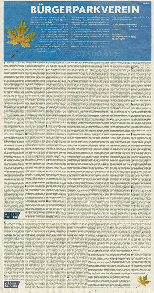 Veröffentlichung der Spenderinnen und Spender Veröffentlichung der Spenderinnen und Spender